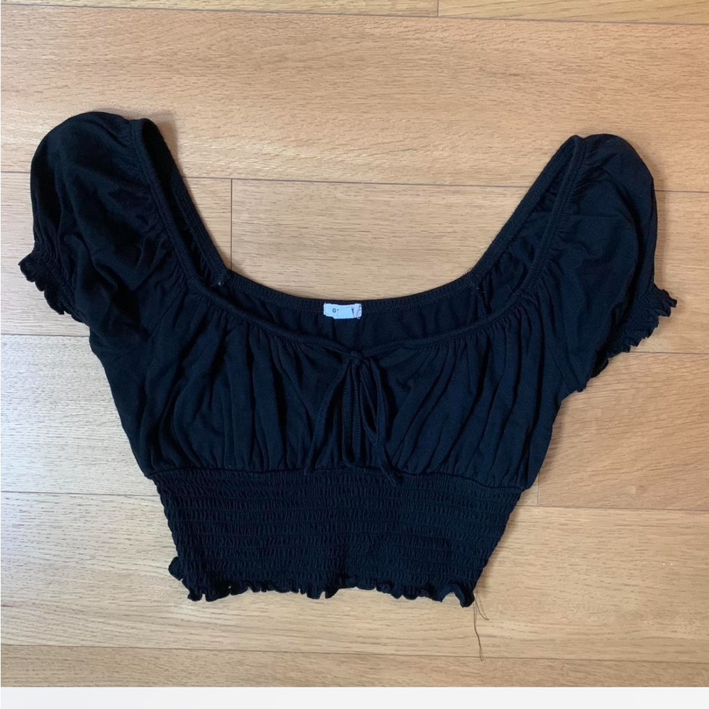 Garage Black Smocked Crop Top